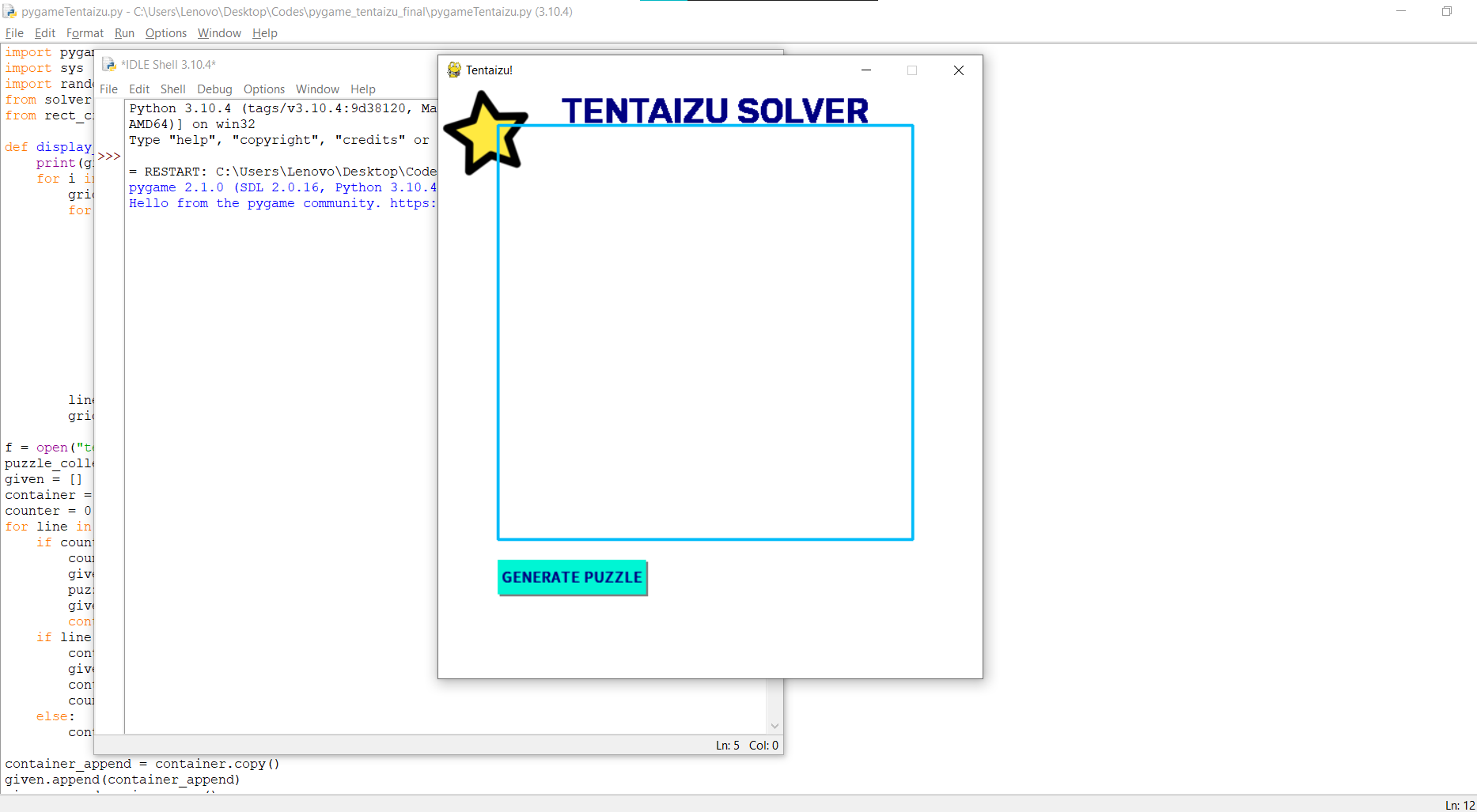 tentaizu pygame landing page